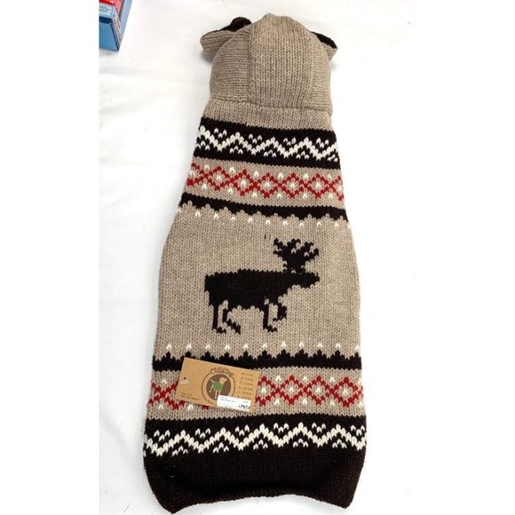 Chilly Dog Hand-Knit Organic Wool Moose Hoodie NWT - Picture 13 of 14